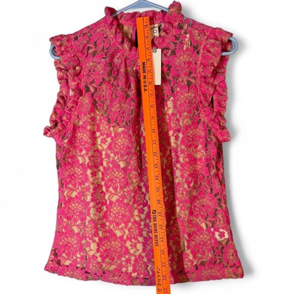 NWT Anthropologie Women’s Dolan Pink Lace Tank Top Medium - Picture 2 of 8